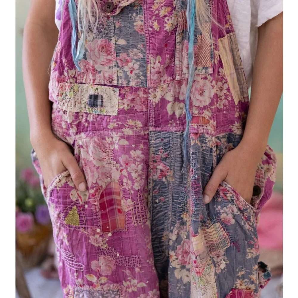 Magnolia Pearl Patchwork Overalls in Pink and Blue Gently worn. A must have!! - Picture 11 of 16